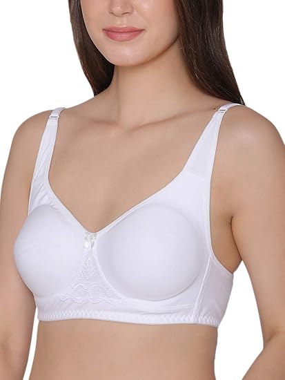 Clovia Women’s Cotton-Rich T-Shirt Bra with Lace – Non-Padded, Non-Wired Elegance